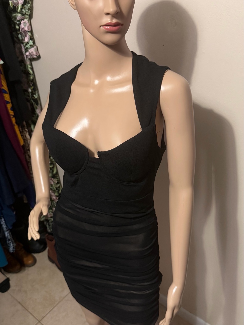 PRIVY Black Bodycon Dress with Structured Bust Line